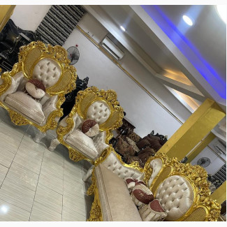 Luxury 8 Seater Living Room Leather Fabric Made Royal Sofa Chair