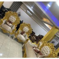 Luxury 8 Seater Living Room Leather Fabric Made Royal Sofa Chair