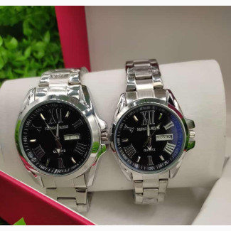 Michael Kors Couple#039;s Black Face Wristwatch - Silver