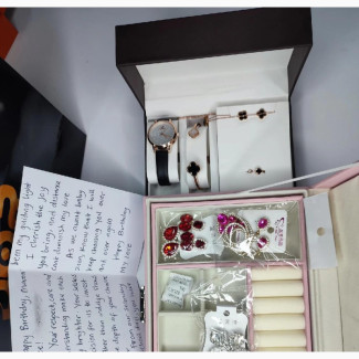 Gift for Wife ( Jewelry Box, Watch, Earrings Set)