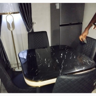 Brand New Marble Top Dining Table by 4 Seater Set