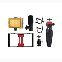 4 in 1live Broadcast Smartphone Video Rig Kits + Mic +Tripod