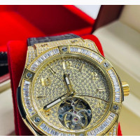 Hublot Leather Stones Men Wristwatch