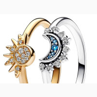 Celestial Sun and Moon Ring Set, Sparkling Sun Ring
