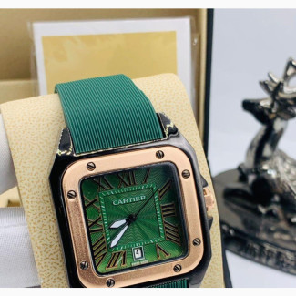 Cartier Green Rubber Strap Wristwatch