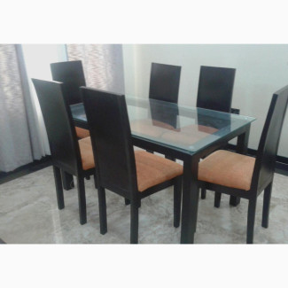 Glass Top Dining Table With 6nos Chairs