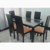Glass Top Dining Table With 6nos Chairs