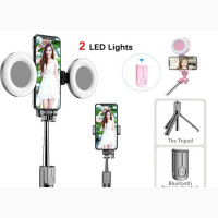 Double LED Ring Lights Wireless Bluetooth Selfie Stick