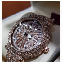 Exotic Dimini Rotary Men#039;s Iced Out Watch - Rose Gold
