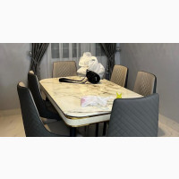 Quality 6 Seater Marble Top Dining Table Set