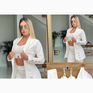 New Quality Female 3 Piece White Suit - Blazers for Women