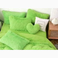 Lemon Green Luxury Complete Fur Duvet Set