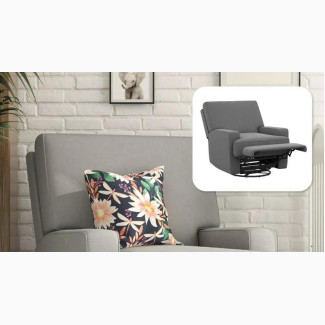 Rylan 4-in-1 Swivel Glider Rocker Recliner Chair, Gray