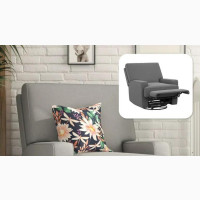 Rylan 4-in-1 Swivel Glider Rocker Recliner Chair, Gray