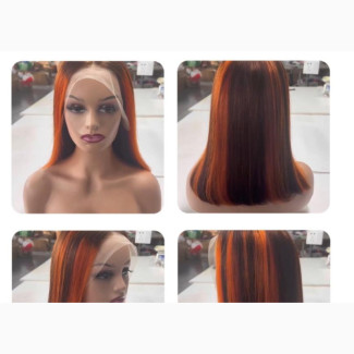 14-16 Piano Orange Colour Bob Frontal Wig