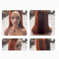 14-16 Piano Orange Colour Bob Frontal Wig