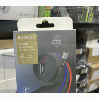Romoss 3 in 1 Charging Cable (Typec iPhone, Mini Usb)