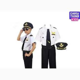 Kids Career Day Dress Up Costume-pilot (Unisex) White Black