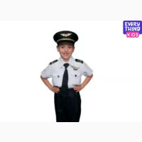 Kids Career Day Dress Up Costume-pilot (Unisex) White Black