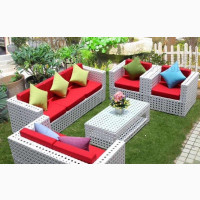 Rattan White 7 Seater