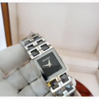 Versace Black Ceramic/Silver Chain Watch for Women#039;s