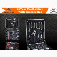 187 Piece Tool Kit With Rolling Tool Box Socket Wrench
