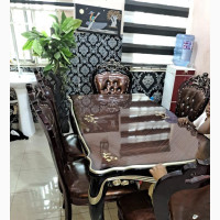Royal Dining Table With 6 Leather Chairs