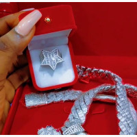 925 Moissanite Ice Cuban Chain, Pendant, Handchain Available