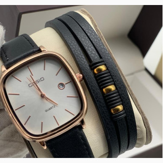 Casio Leather With Bracelet