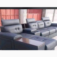 L- Shaped Gray Leather Sofa