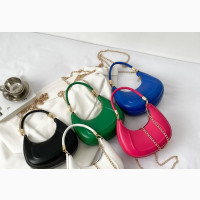 Blue Genuine Leather Mini Hobo Shoulder Clutch Bag