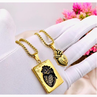2pc Couples Anatomy Heart Shaped Necklace