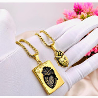 2pc Couples Anatomy Heart Shaped Necklace