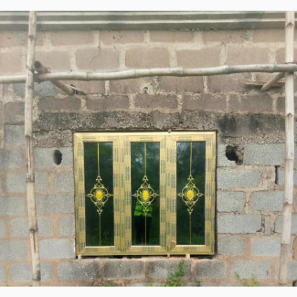 3 Open Gold Casement Windows