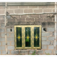3 Open Gold Casement Windows