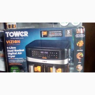 High Quality Tower Dual Basket Digital Air Fryer, 9liters