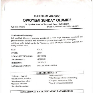 Lab Technician Available for Full-Time Employment