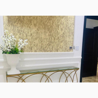 Fabricated Stainless Steel Console in Silver and Gold Color