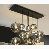 Nordic Smoky Grey Lustre Glass LED Chandelier