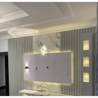 Quality Tv Console With Light and White Stone