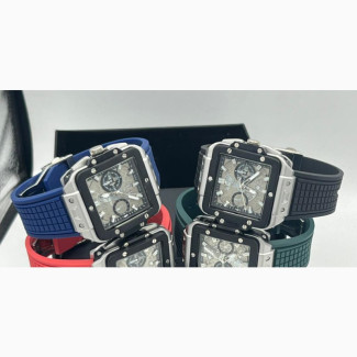 Red, Blue, Green, Black, Brown Hublot Square Wristwatch
