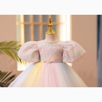 Puff Rose Rainbow Ball Dress