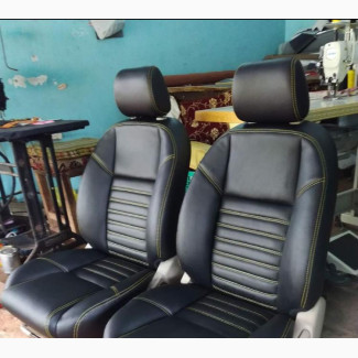 Italian Black Leather Upholstery Complete Set