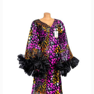 Joy Dress Beaded to Specification Made With Kala Fabric