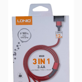 LDNIO 3 in 1 Lightning, Type C Micro Data Cable
