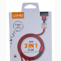 LDNIO 3 in 1 Lightning, Type C Micro Data Cable
