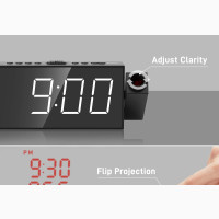 Projection Digital Alarm Clock With FM Radio, Loud Dual Alar