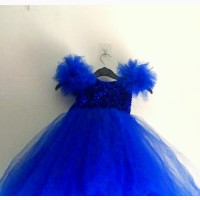 Blue Sequin Ball Gown for Kids