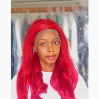 Curly Red/Wine Hair Blend Full Frontal - 100% Human Hair Wig