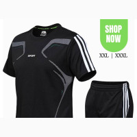 T-Shirt Short Sleeve Shorts Sportwear Gym Wear -Black